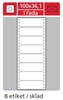 Obrázek Tabelační etikety s vodící drážkou jednořadé - 100 x 36,1 mm jednořadé 4000 etiket / 500 skladů